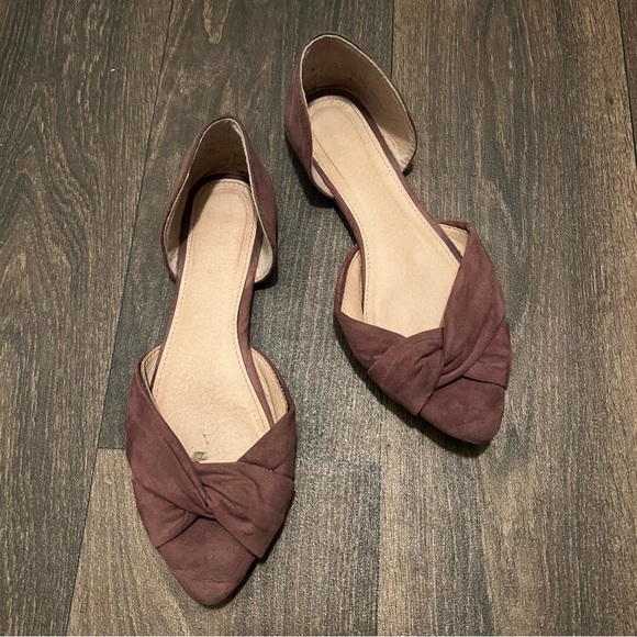 Plum blush mauve almond pointed toe ballet flats - Picture 1 of 6